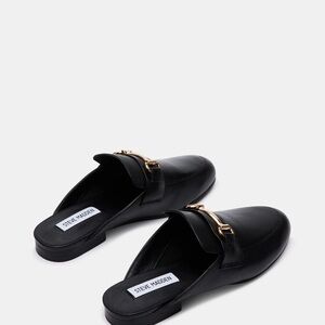 Steve Madden Black Mules with Gold Accent
